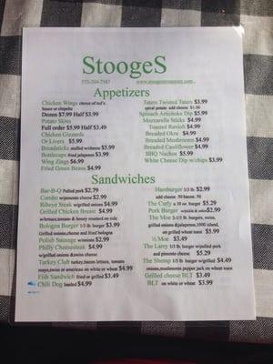 Front of menu