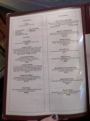 Updated menu as of 9/29/22