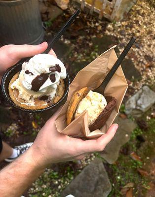 Skillet cookie and ice cream sandwich