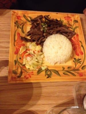 BBQ beef rice plate