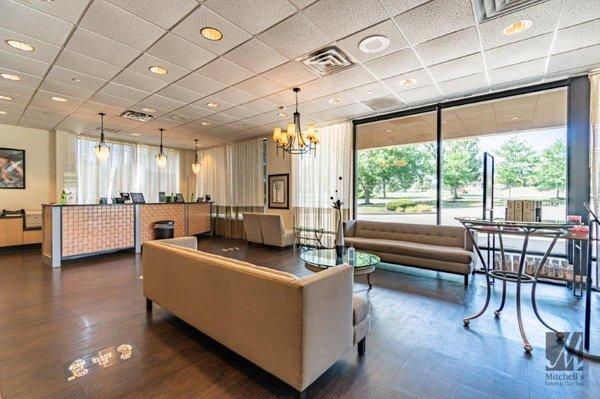 Well-lit, pleasant waiting area at Cincinnati's best beauty salon Mitchell's Salon & Day Spa