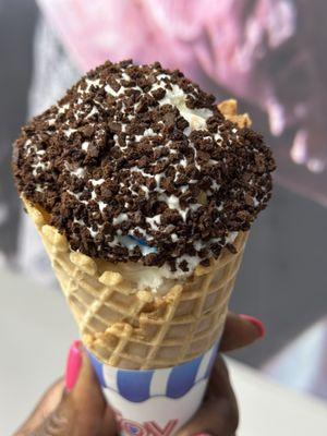 Reese's Peanut butter cup ice cream with cookie crumble toppings