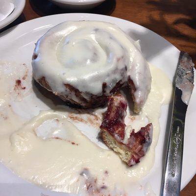 This time I remembered to take the photo before this delicious berry cinnamon roll was almost gone! Best cinnamon rolls since Owl Inn closed