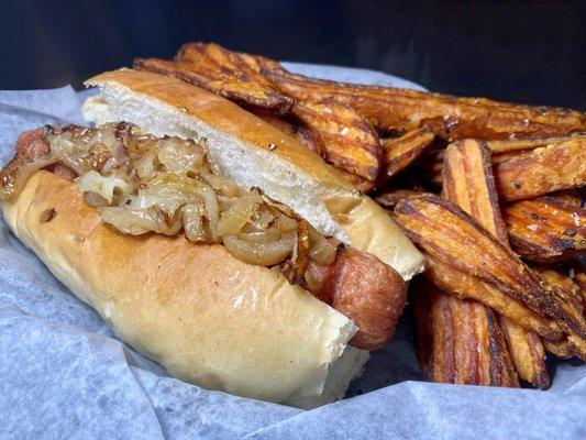 Stone Dog with sweet potato fries