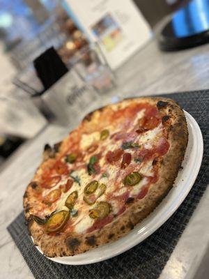 Margherita Pizza (with chilis added) 5/5 - Napolitan style