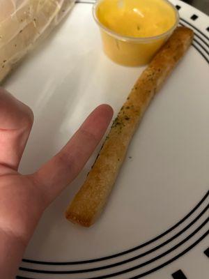 Pizza King's "breadsticks" are not even as wide as my pinky finger. Don't forget the hefty price tag, either.