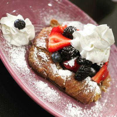 Triple berry croissant French toast.  Delicious