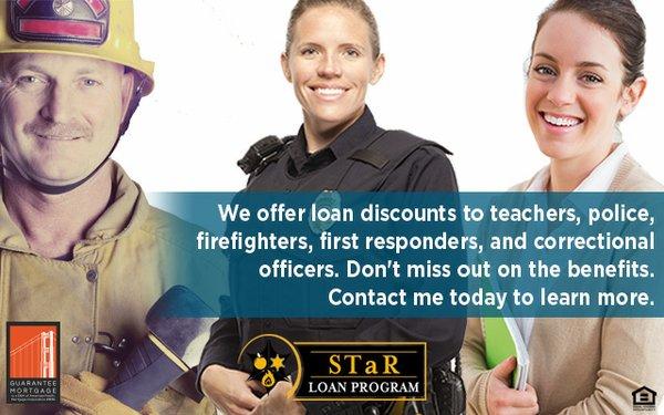 Loan discounts for teachers, police officers, firefighters, and first responders.