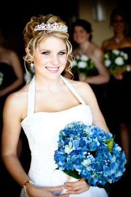 Bridal Portrait in front of Bridesmaids