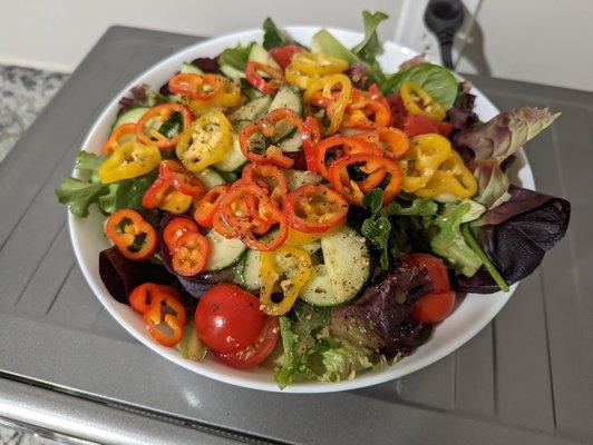 Salad that my wife made tonight using only ingredients we purchased same-day from Whole Foods Market in Chapel Hill, North Carolina.