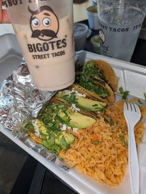 Street tacos and horchata