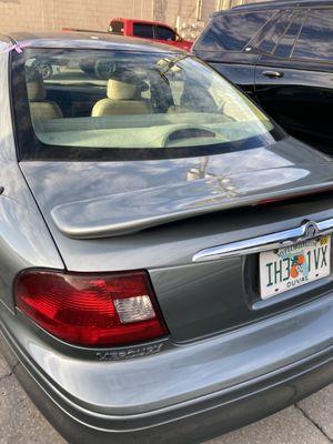 rear spoiler and window after the work was completed