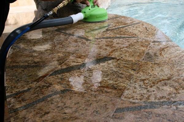 EVEN YOUR NATURAL STONE COUNTER TOPS WILL LOSE THERE LUSTER OVER TIME AND THE USE IF HARSH HOUSEHOLD CLEANING CHEMICALS.