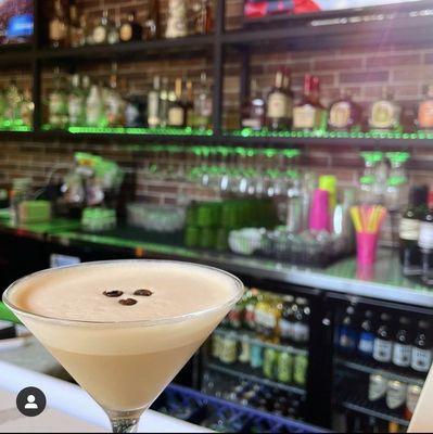 Longbow Martini featuring cold brew coffee and beans from Salado's very own Longbow Coffee Co.