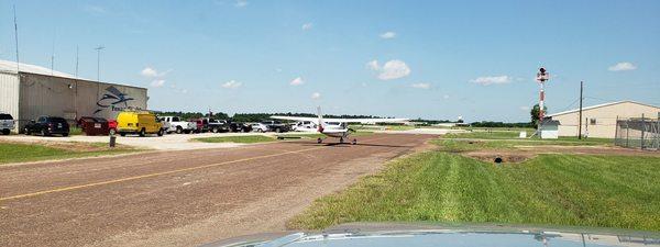 Not every day you get to drive down the road behind a plane, unless you're at the airport.