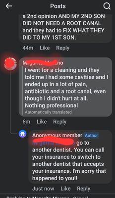 They take advantage of patients and recommend unnecessary dental work especially root canals so they can make money. Do not go here.