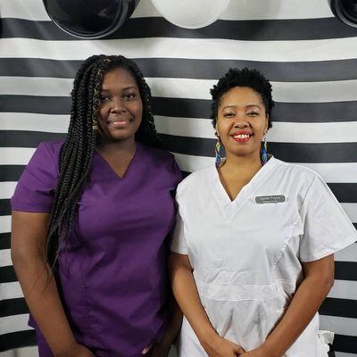 Bug smiles before our wellness chair massage for The bounce grand opening.