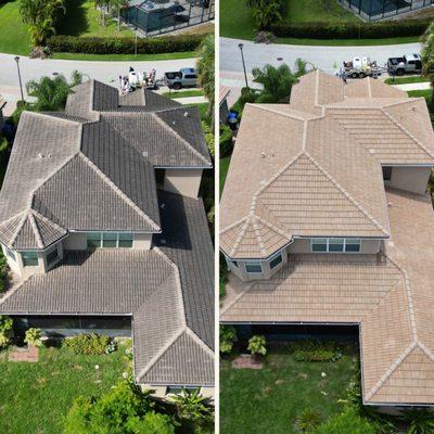 Soft wash roof cleaning in Cape Coral