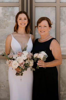 Bridal bouquet and posey style bouquet for mother of the bride