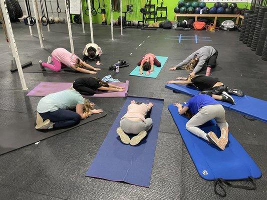 Girl Scouts earing their Fitness Badge.