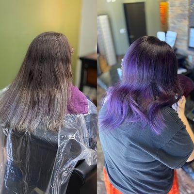 Purple Balayage for a Lovely Teacher