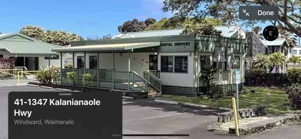 Waimanalo Health Center - Dental Services Building. Source: Apple Maps App.