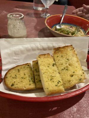 Complimentary garlic bread