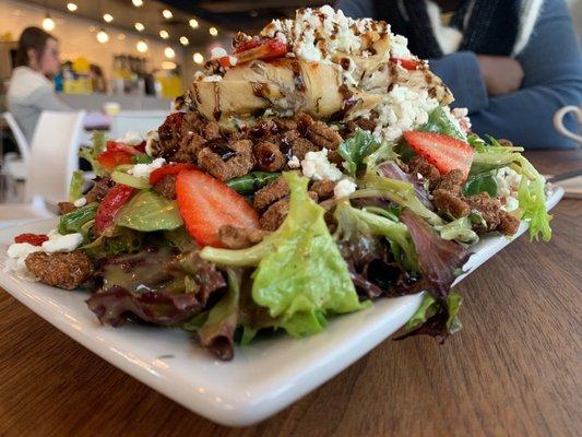 Goat cheese pecan salad with chicken