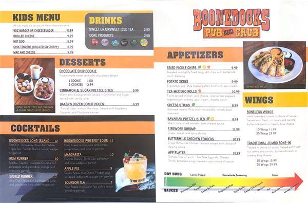 Boonedocks Menu