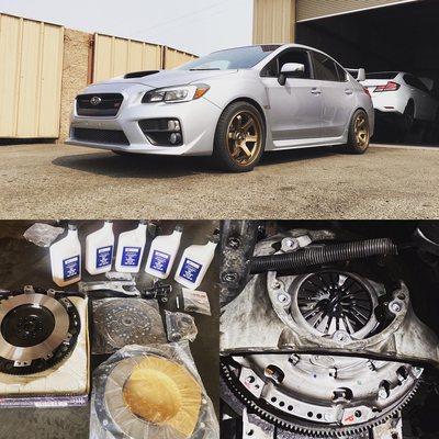 New clutch, flywheel, & hydraulics installed on this Subaru STI