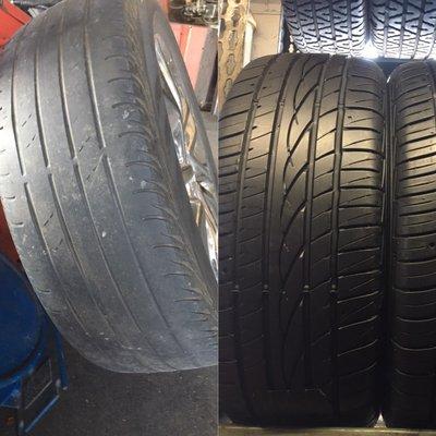 My nasty tires on the left, new ones on the right!