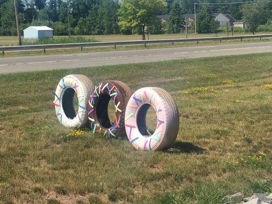 Tires painted like donuts  So cute!!