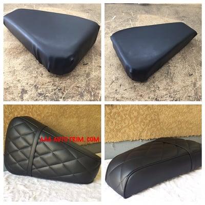 New motorcycle seat cover with diamond stitching.