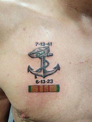 Initial tattoo done, but, something was amiss, the passing date was incorrect.