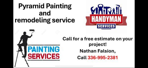 Pyramid Painting and Remodeling. In business for 30+ years.Co owner 8 years. Free estimates.