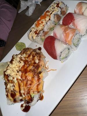 Volcano, FireCracker, & Rainbow Roll