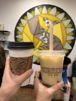 Hong Kong milk tea (served hot only) $5.85 Jasmine Milk Tea (sub oatmilk) with Chrysanthemum jelly $6.15