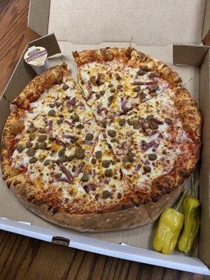 Large Bacon Double Cheeseburger Pizza.