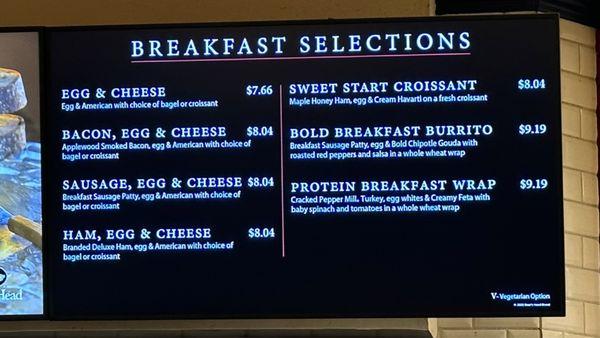 Menu - Breakfast Selections