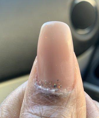 Day one gel hardened on cuticle