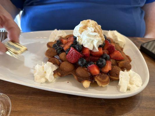 Red, white, and blue bubble waffle