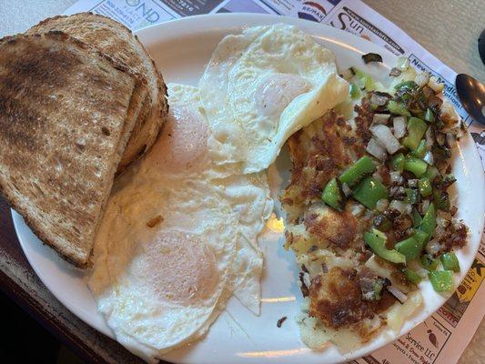 My corned beef hash is actually on another plate!