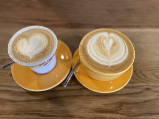 Delicious cappuccino and latte