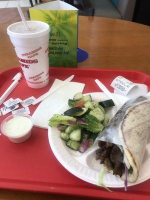 Gyro combo w/ cucumber salad.