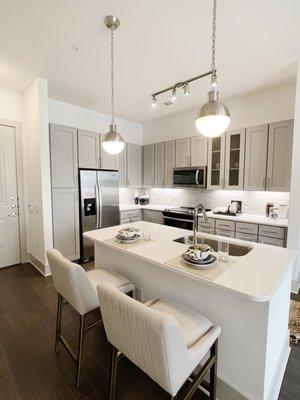 Stafford apartment with soft-close cabinetry, high ceilings, huge closets, and gorgeous finishes.