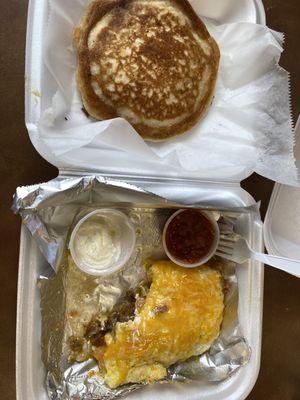 King's delight steak omelet And a pancake