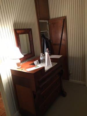 View of the dresser and closet in my room