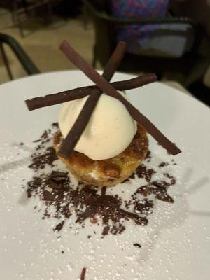 Chocolate bread pudding with vanilla gelato