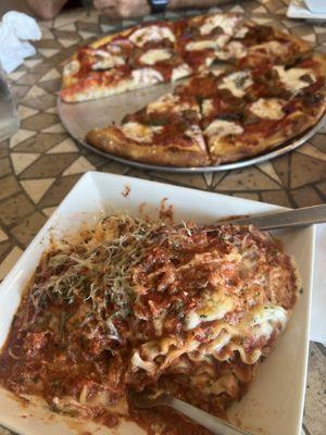 Lasagna and Marguerita pizza