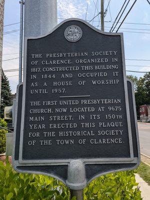 First Presbyterian Church Historical Marker, Clarence